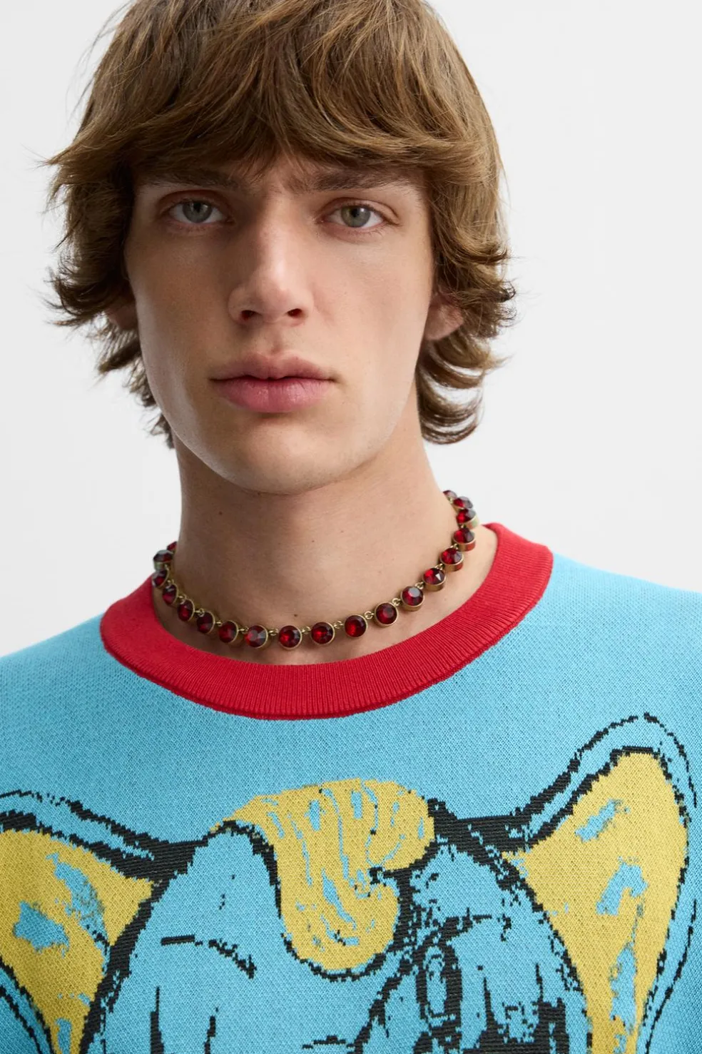ZARA Camisola / Casacos|T-Shirts^T-SHIRT DE MALHA JACQUARD COM ELEFANTE X HARRY LAMBERT Azul