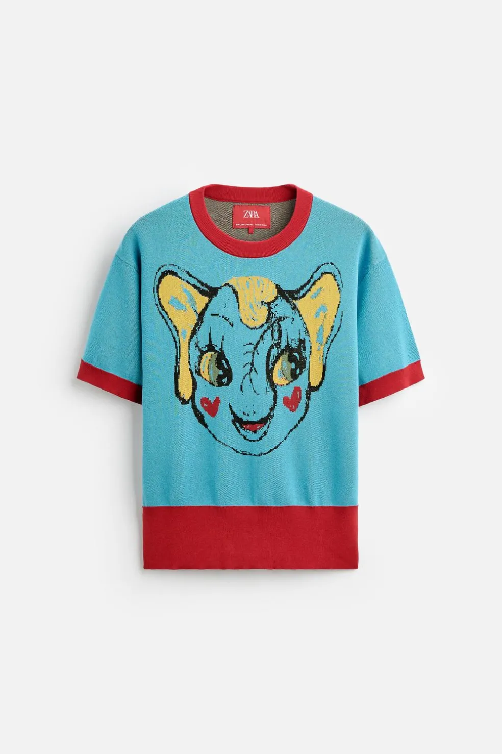 ZARA Camisola / Casacos|T-Shirts^T-SHIRT DE MALHA JACQUARD COM ELEFANTE X HARRY LAMBERT Azul