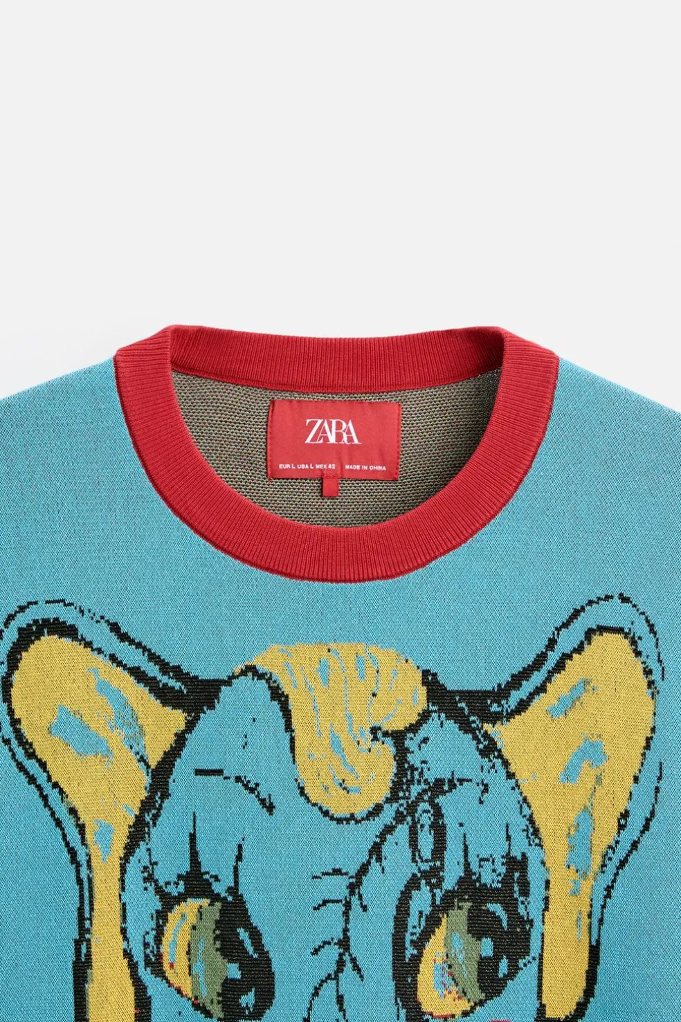 ZARA Camisola / Casacos|T-Shirts^T-SHIRT DE MALHA JACQUARD COM ELEFANTE X HARRY LAMBERT Azul