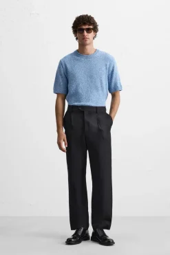 ZARA Camisola / Casacos|T-Shirts^T-SHIRT DE MALHA JACQUARD IRREGULAR Azul-claro