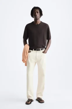ZARA Camisola / Casacos|T-Shirts^T-SHIRT DE MALHA LYOCELL - LINHO Beringela