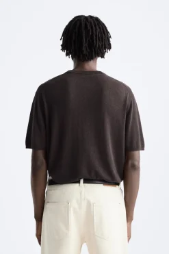ZARA Camisola / Casacos|T-Shirts^T-SHIRT DE MALHA LYOCELL - LINHO Beringela