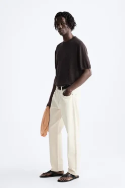 ZARA Camisola / Casacos|T-Shirts^T-SHIRT DE MALHA LYOCELL - LINHO Beringela
