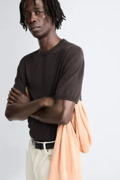 ZARA Camisola / Casacos|T-Shirts^T-SHIRT DE MALHA LYOCELL - LINHO Beringela