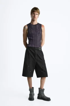ZARA Camisola / Casacos|T-Shirts^T-SHIRT DE MALHA TANK CONTRASTE Lilás