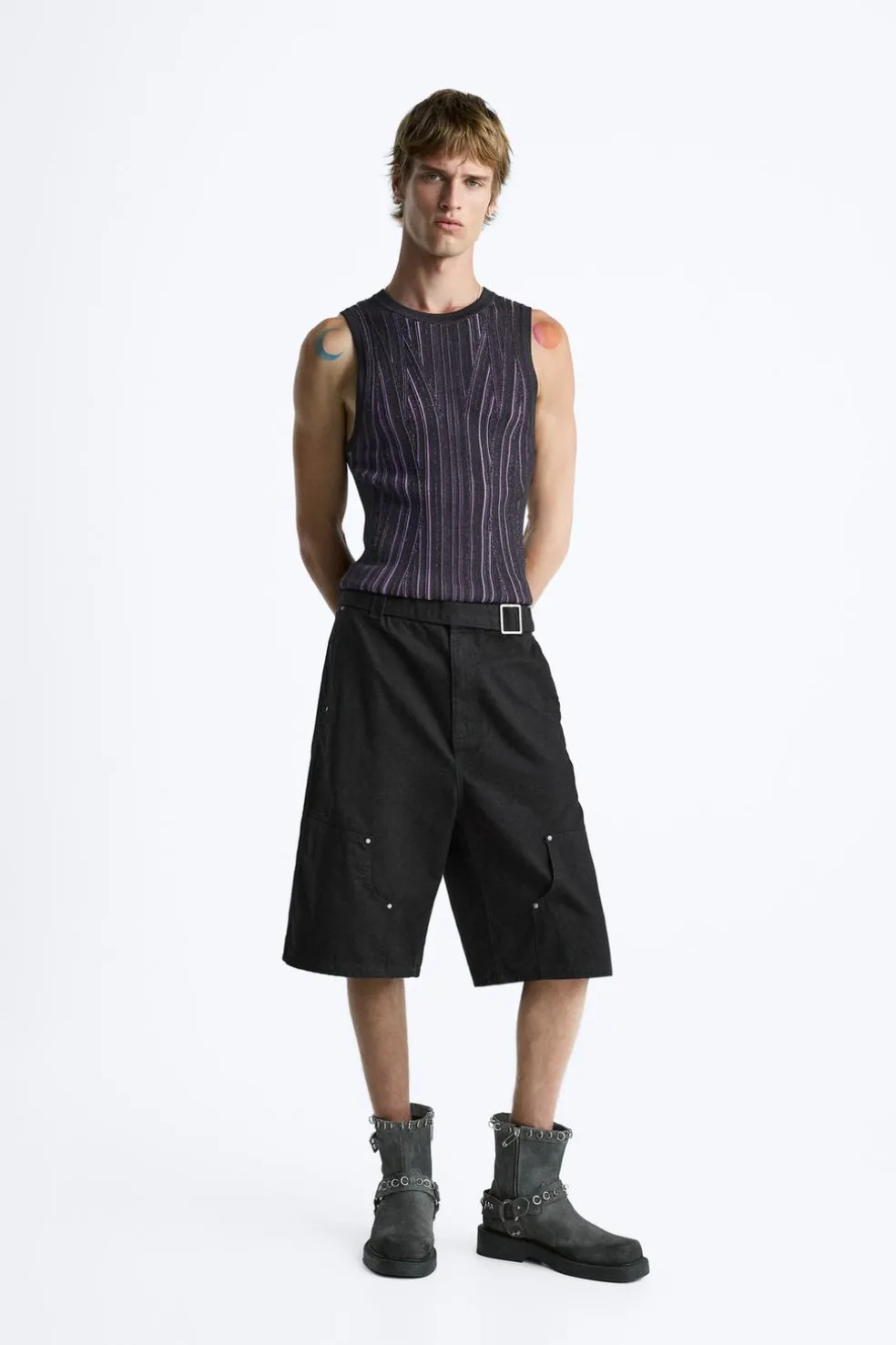 ZARA Camisola / Casacos|T-Shirts^T-SHIRT DE MALHA TANK CONTRASTE Lilás
