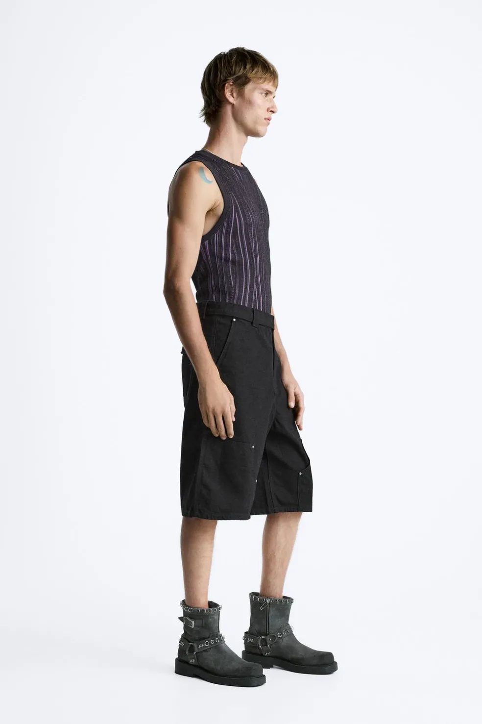 ZARA Camisola / Casacos|T-Shirts^T-SHIRT DE MALHA TANK CONTRASTE Lilás