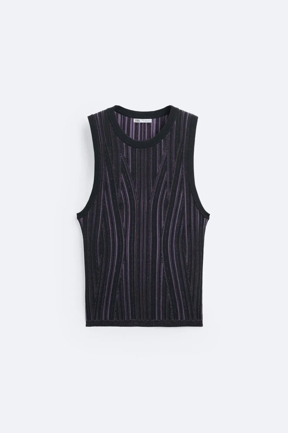 ZARA Camisola / Casacos|T-Shirts^T-SHIRT DE MALHA TANK CONTRASTE Lilás