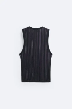 ZARA Camisola / Casacos|T-Shirts^T-SHIRT DE MALHA TANK CONTRASTE Lilás