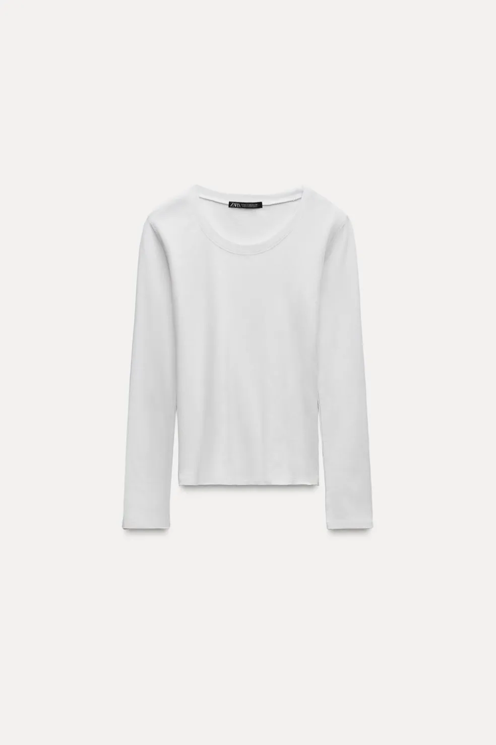ZARA Sweatshirts / Joggers|T-Shirts^T-SHIRT DE MANGA COMPRIDA COM NERVURAS Branco