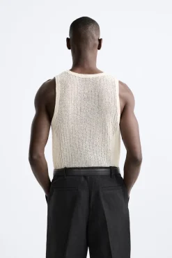 ZARA Camisola / Casacos|T-Shirts^T-SHIRT ESTRUTURA PERFURADOS Branco-marfim