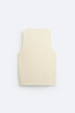 ZARA Camisola / Casacos|T-Shirts^T-SHIRT ESTRUTURA PERFURADOS Branco-marfim