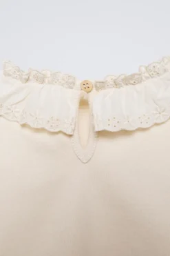 T-SHIRT GOLA BORDADO SUÍÇO-ZARA Cheap