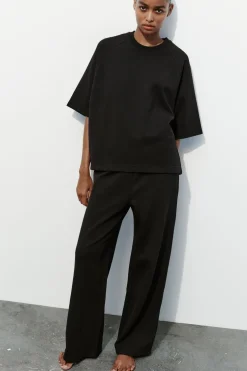 ZARA Sweatshirts / Joggers|T-Shirts^T-SHIRT OVERSIZE INTERLOCK Preto