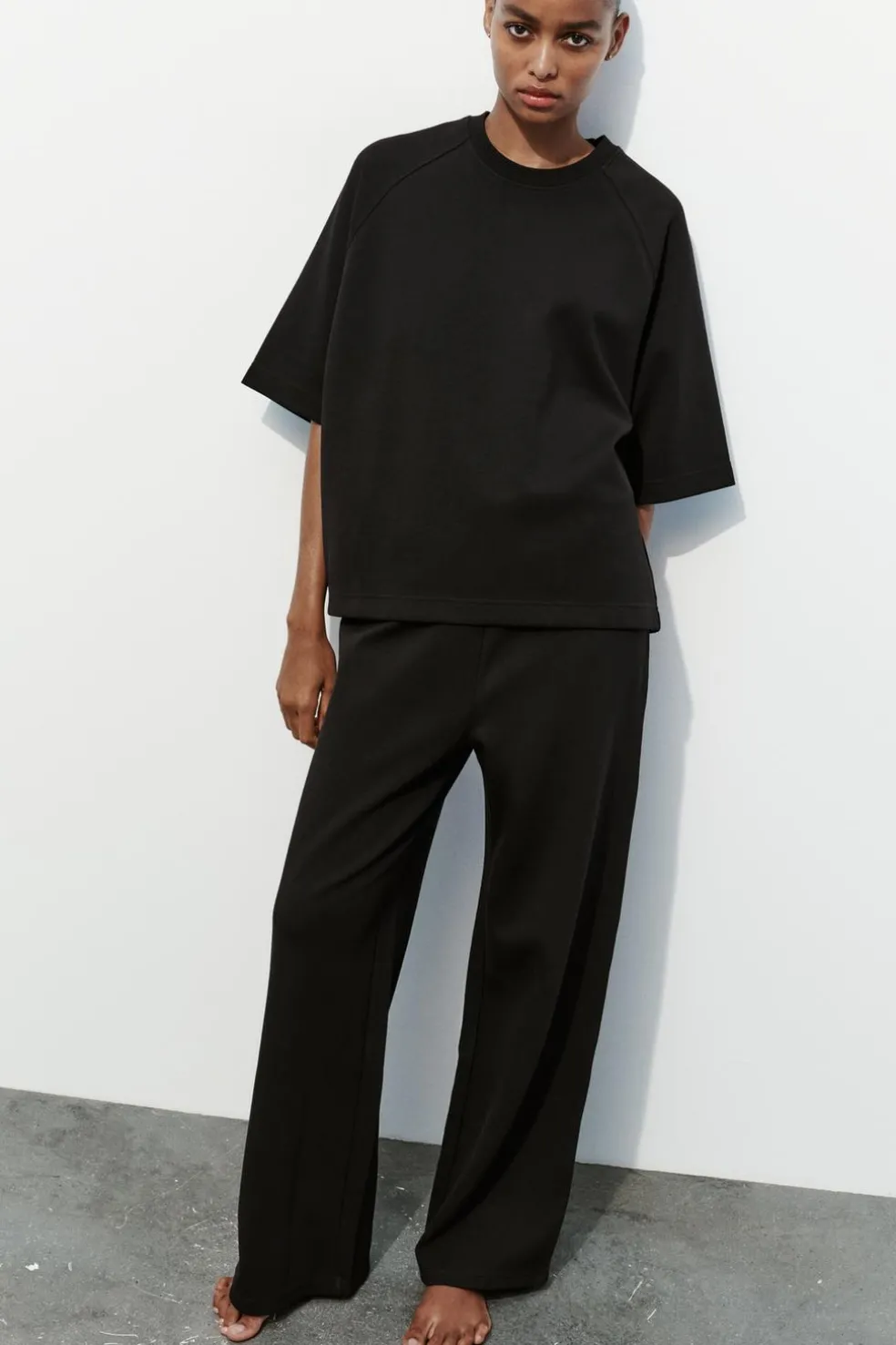 ZARA Sweatshirts / Joggers|T-Shirts^T-SHIRT OVERSIZE INTERLOCK Preto