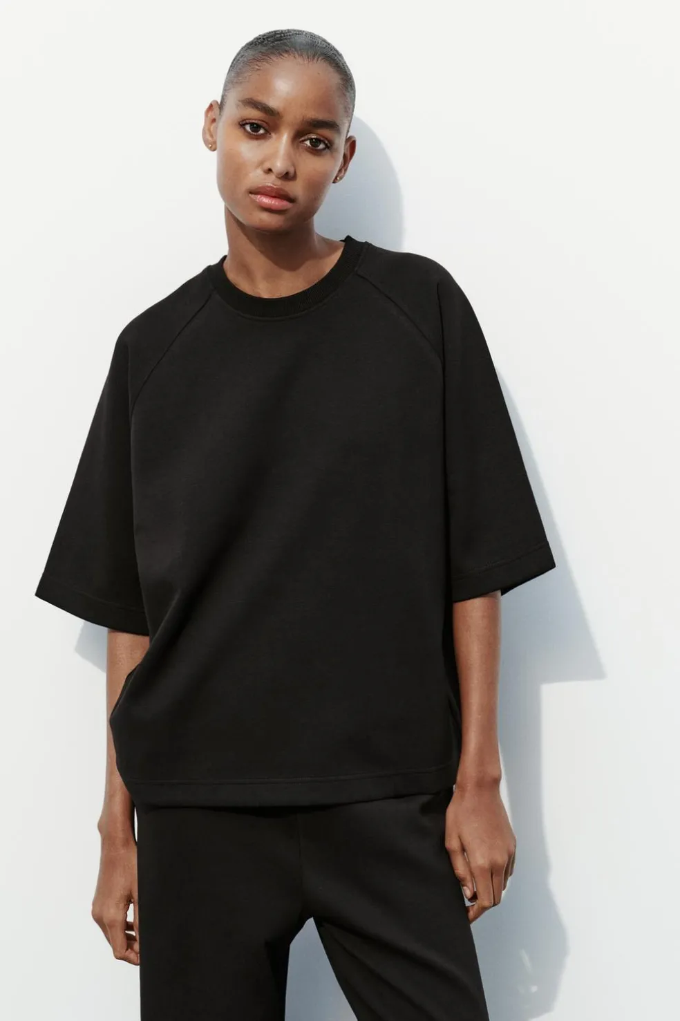 ZARA Sweatshirts / Joggers|T-Shirts^T-SHIRT OVERSIZE INTERLOCK Preto