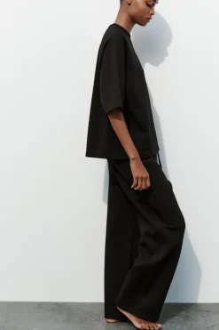 ZARA Sweatshirts / Joggers|T-Shirts^T-SHIRT OVERSIZE INTERLOCK Preto