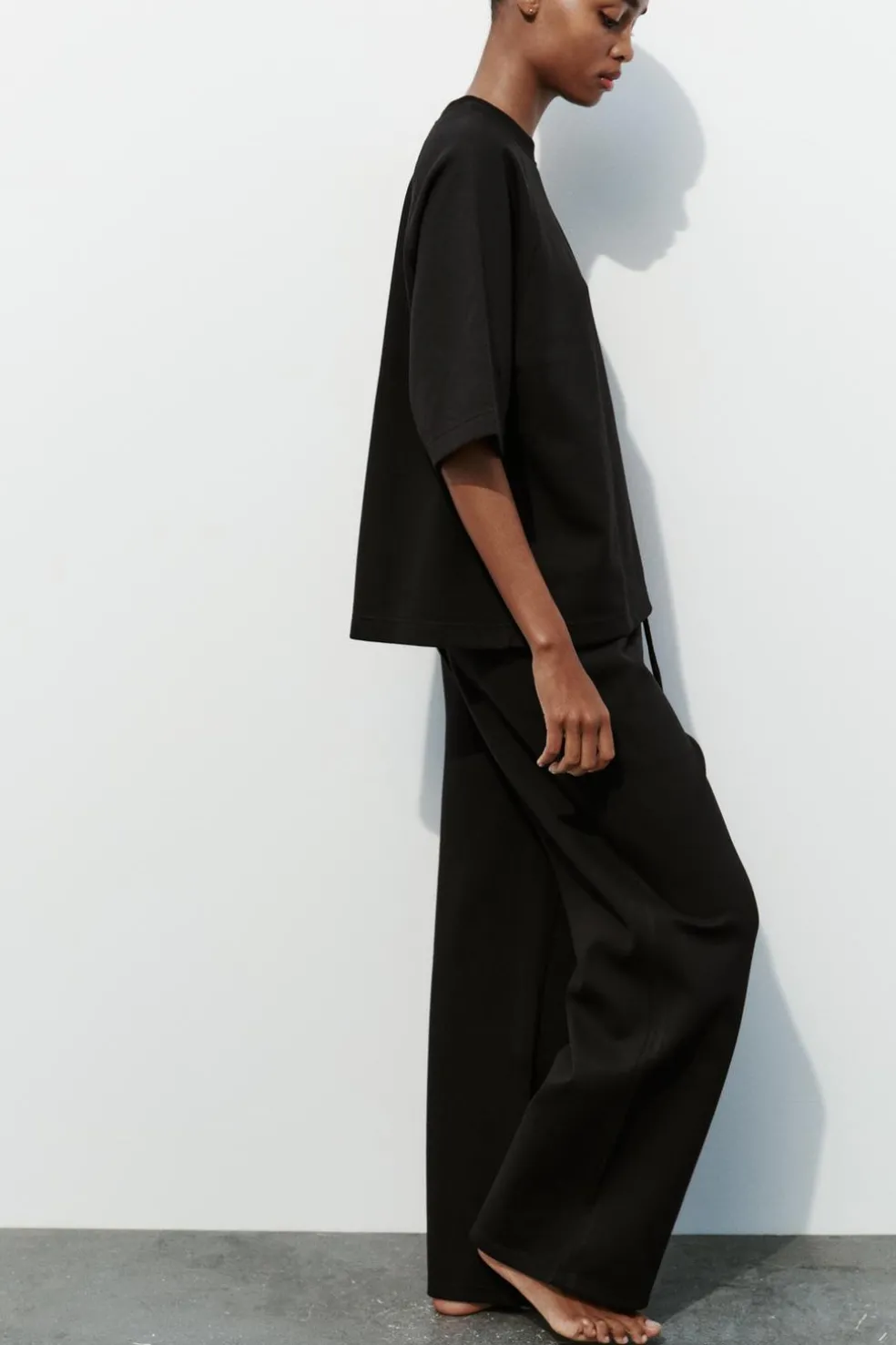 ZARA Sweatshirts / Joggers|T-Shirts^T-SHIRT OVERSIZE INTERLOCK Preto