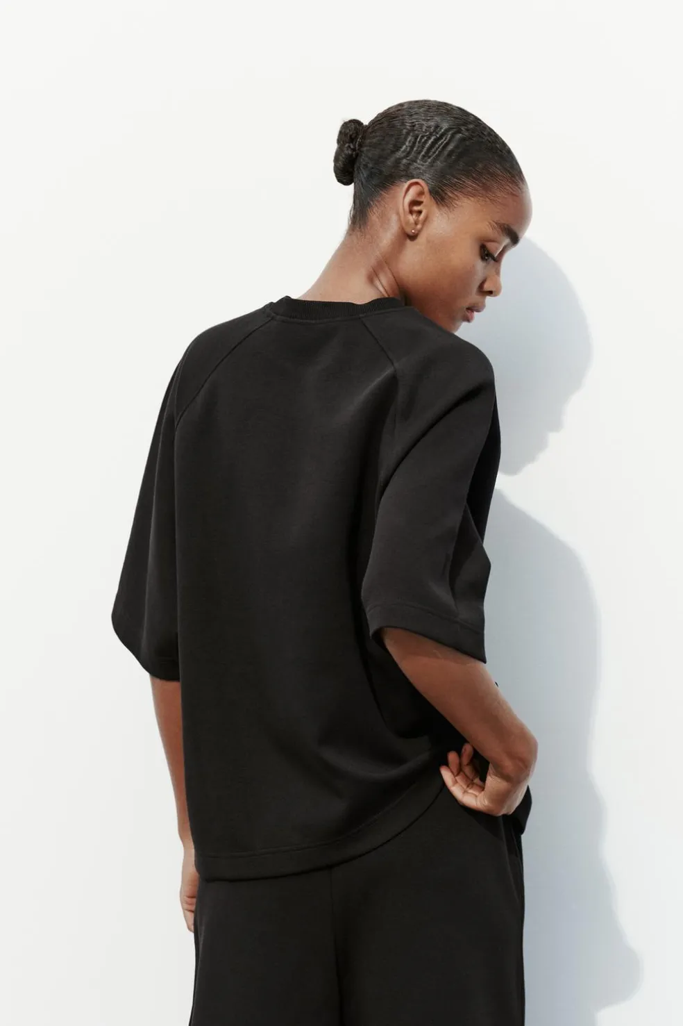 ZARA Sweatshirts / Joggers|T-Shirts^T-SHIRT OVERSIZE INTERLOCK Preto