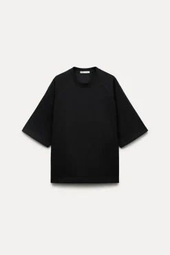 ZARA Sweatshirts / Joggers|T-Shirts^T-SHIRT OVERSIZE INTERLOCK Preto