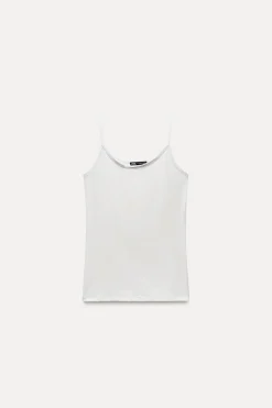 ZARA Tops / Bodies|T-Shirts^T-SHIRT POLIAMIDA ALÇA FINA Cru