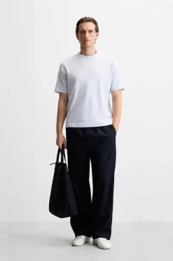 ZARA T-Shirts^T-SHIRT TEXTURA RÚSTICA Azul-celeste