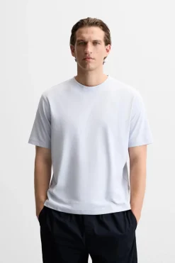 ZARA T-Shirts^T-SHIRT TEXTURA RÚSTICA Azul-celeste