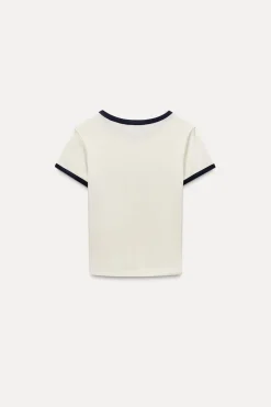 ZARA Sweatshirts / Joggers|T-Shirts^T-SHIRT UNIVERSITÁRIA COM FAIXAS Cru