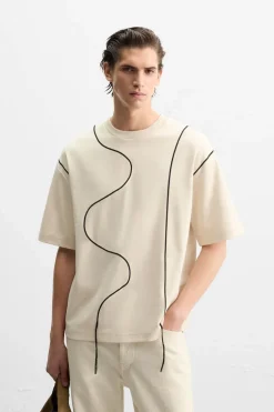 ZARA T-Shirts^T-SHIRT WITH CONTRAST DRAWSTRING Pedra