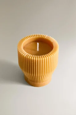 ZARA Presentes Para O Lar|Presentes Para O Lar^VELA DECORATIVA RISCADA CILÍNDRICA Mostarda