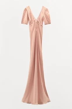ZARA Vestidos|Lingerie^VESTIDO COM BORDADOS E MANGA ABALONADA Rosa-pálido