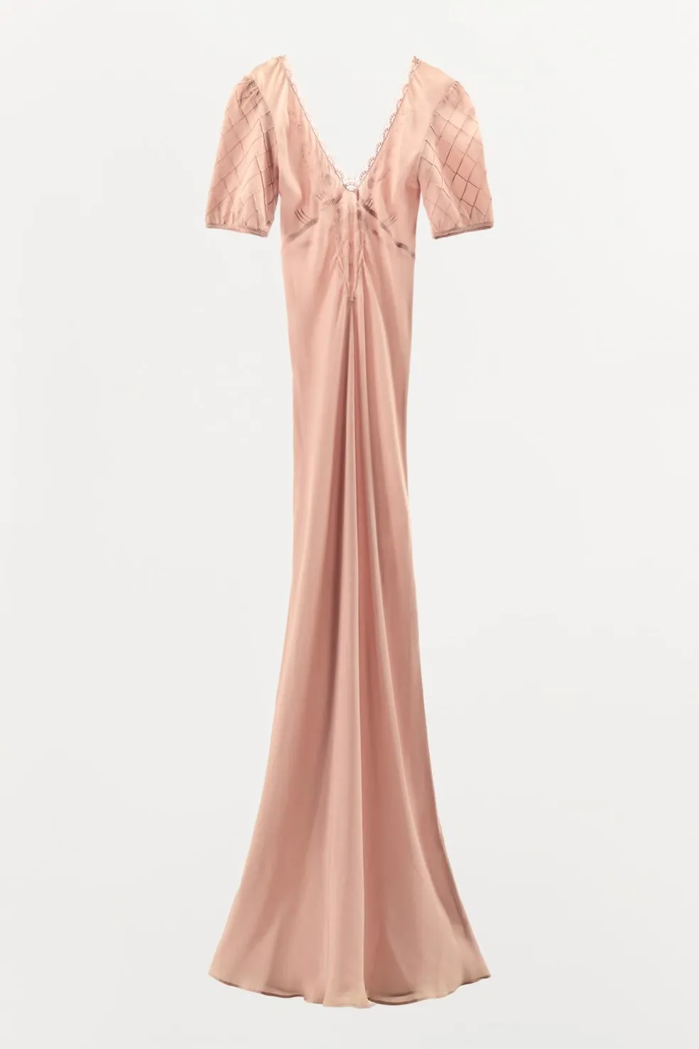 ZARA Vestidos|Lingerie^VESTIDO COM BORDADOS E MANGA ABALONADA Rosa-pálido