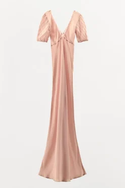 ZARA Vestidos|Lingerie^VESTIDO COM BORDADOS E MANGA ABALONADA Rosa-pálido