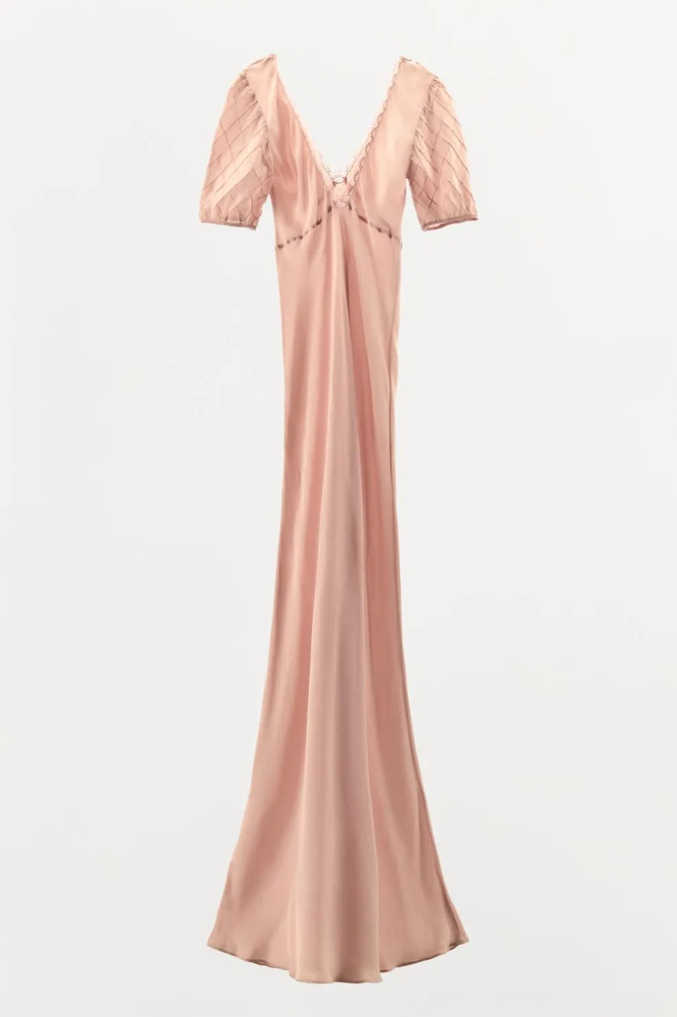 ZARA Vestidos|Lingerie^VESTIDO COM BORDADOS E MANGA ABALONADA Rosa-pálido