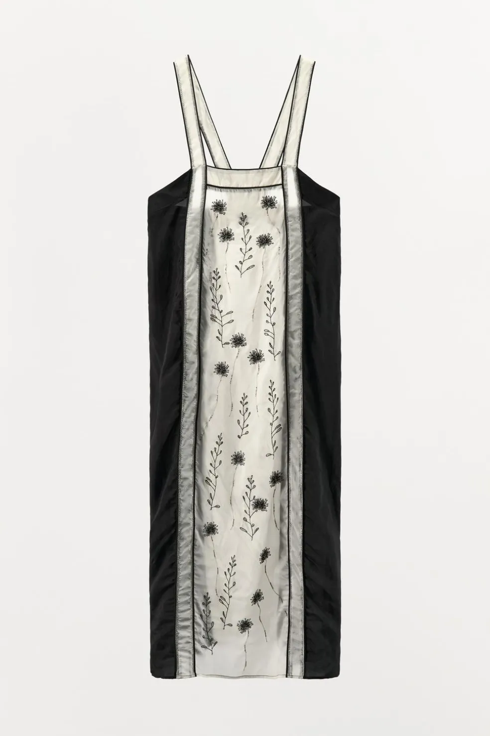 ZARA Vestidos|Lingerie^VESTIDO COM BORDADOS E MISSANGAS Cru / Preto