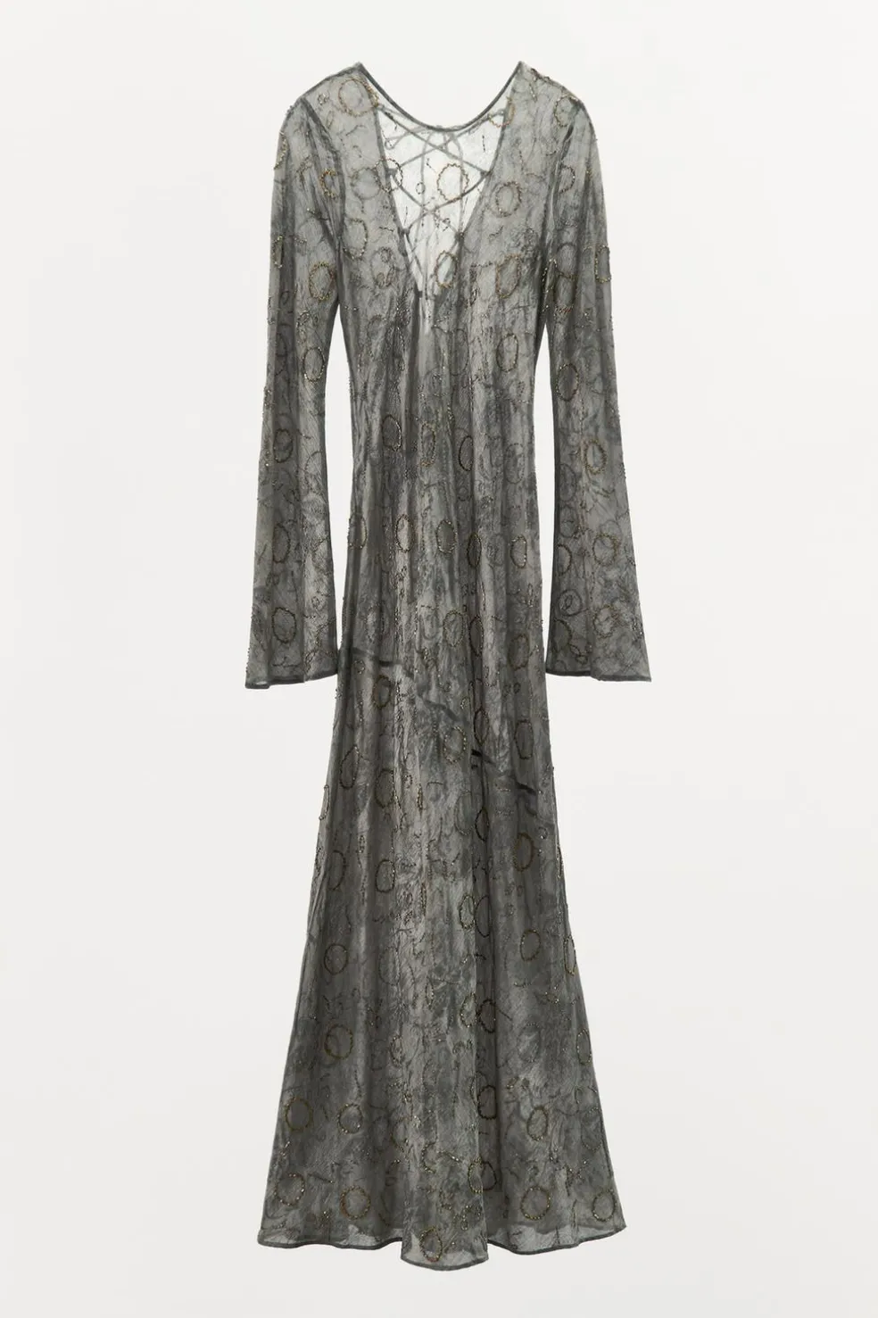 ZARA Vestidos|Lingerie^VESTIDO COM MISSANGAS E COSTAS CRUZADAS Cinzento