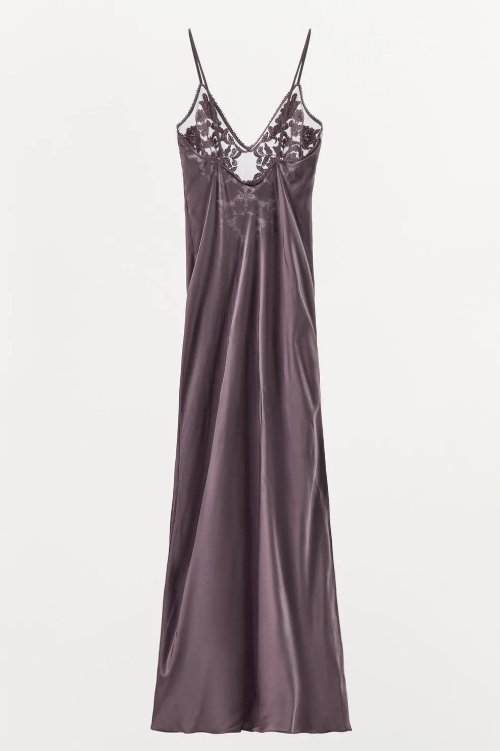 ZARA Vestidos|Lingerie^VESTIDO COMBINADO COM BORDADOS E MISSANGAS Beringela