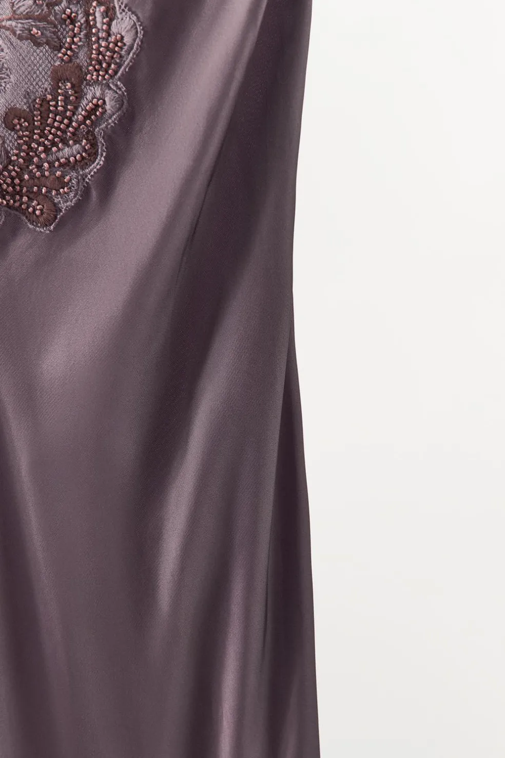 ZARA Vestidos|Lingerie^VESTIDO COMBINADO COM BORDADOS E MISSANGAS Beringela