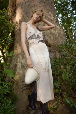 ZARA Vestidos|Lingerie^VESTIDO COMBINADO PATCHWORK Cru / Preto