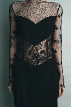 ZARA Vestidos|Lingerie^VESTIDO COMBINADO RENDA MISSANGAS Preto