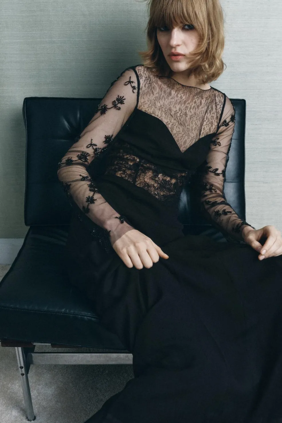 ZARA Vestidos|Lingerie^VESTIDO COMBINADO RENDA MISSANGAS Preto