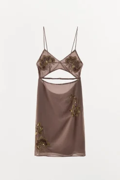 ZARA Vestidos|Lingerie^VESTIDO CUT OUT COM MISSANGAS Cinza