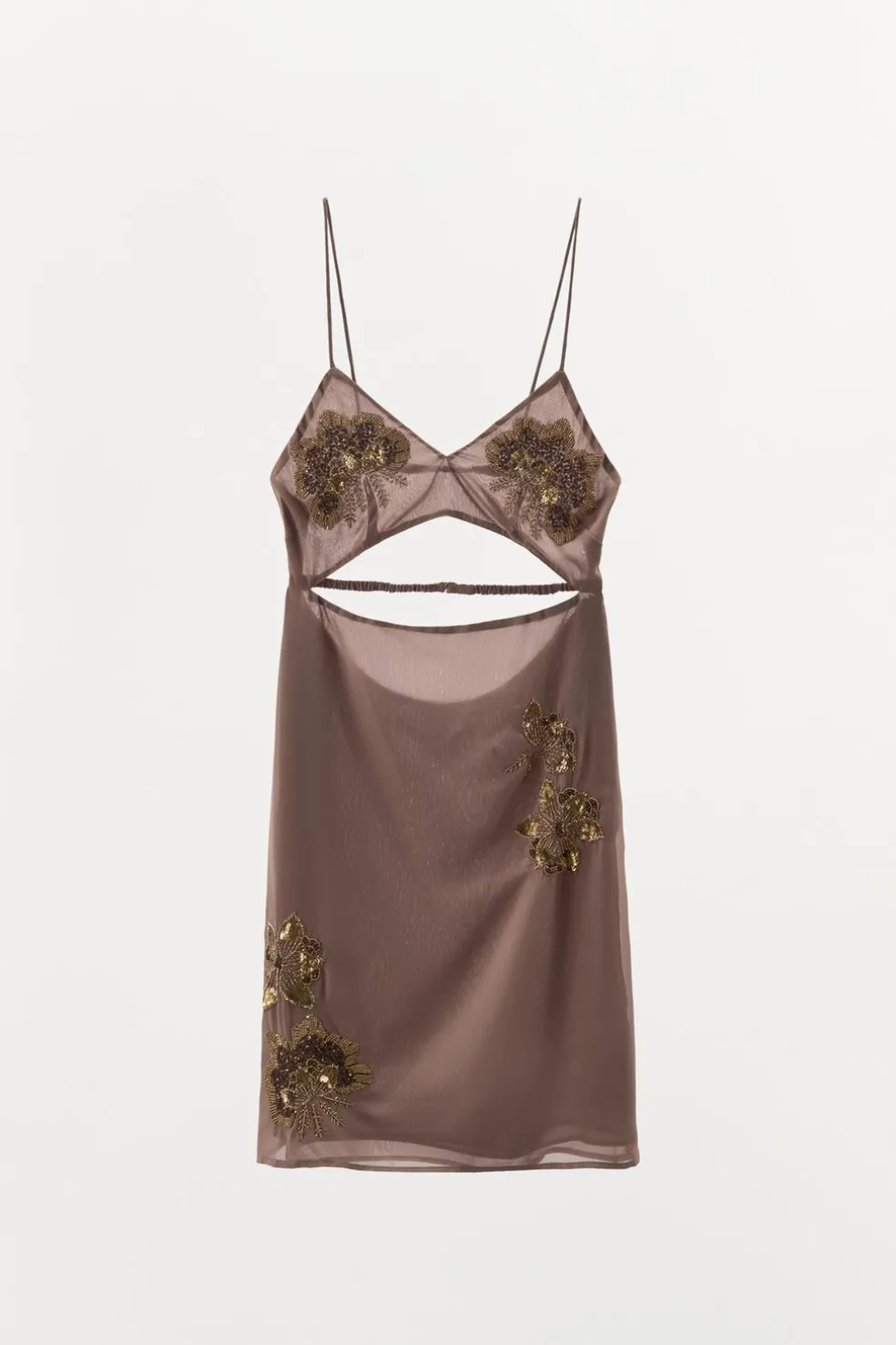 ZARA Vestidos|Lingerie^VESTIDO CUT OUT COM MISSANGAS Cinza