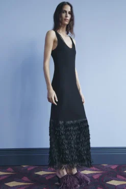 ZARA Vestidos|Lingerie^VESTIDO DE ALÇAS COM FRANJAS Preto