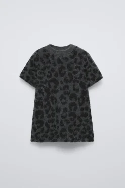 VESTIDO DE MALHA COM ESTAMPADO ANIMAL PRINT-ZARA New