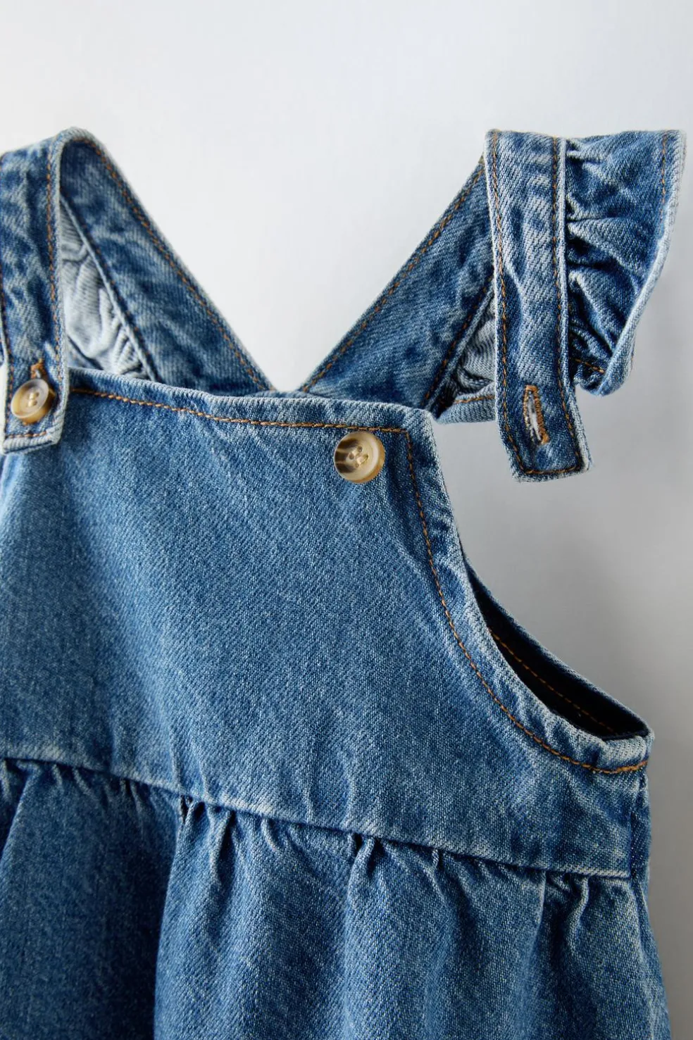 VESTIDO DENIM COM FOLHOS-ZARA Clearance