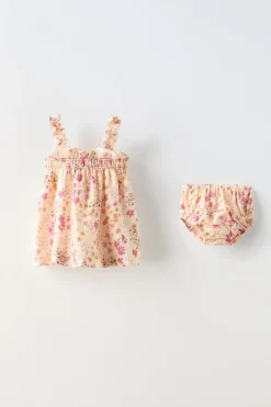 VESTIDO FLORES E ELÁSTICOS-ZARA Hot
