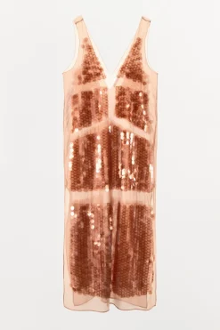 ZARA Vestidos|Lingerie^VESTIDO GEORGETTE LANTEJOULAS Caramelo