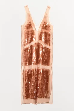 ZARA Vestidos|Lingerie^VESTIDO GEORGETTE LANTEJOULAS Caramelo