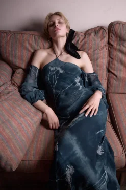 ZARA Vestidos|Lingerie^VESTIDO HALTER FIO METALIZADO MISSANGAS Azul